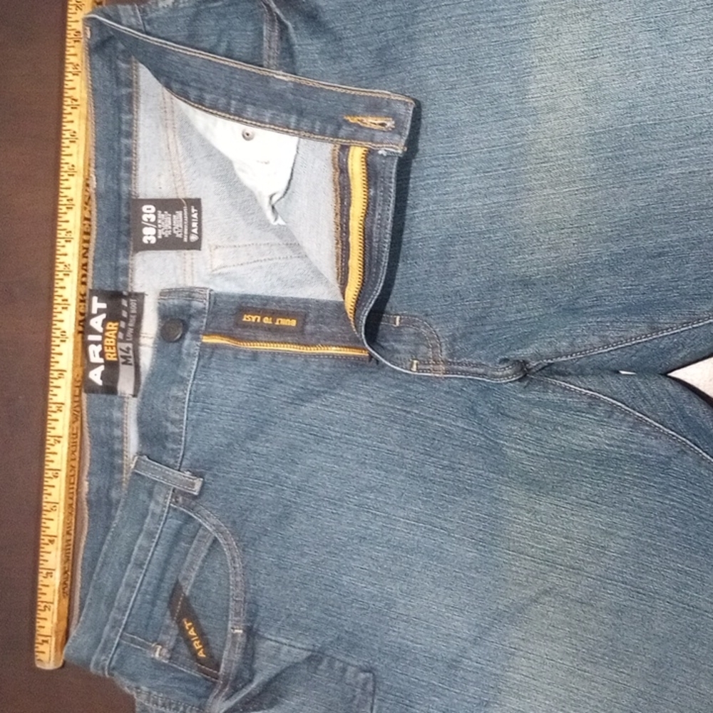 Ariat 38 X 30 Rebar M4 low rise boot cut blue jeans